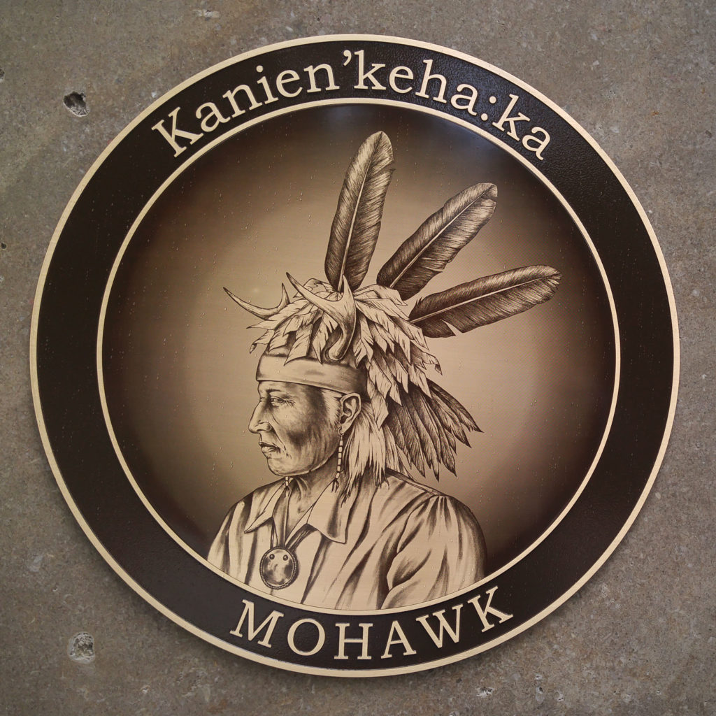 Cast bronze plaque with photo etched insert