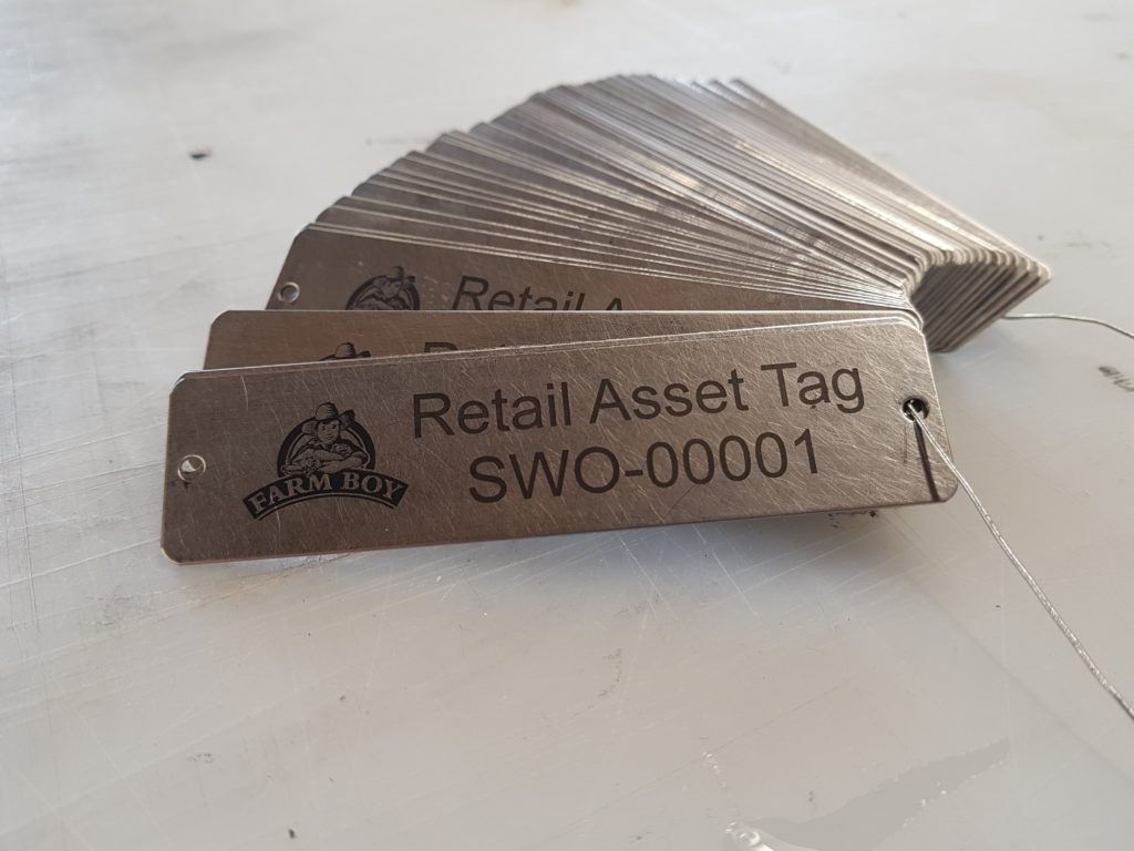 Laser etched stainless steel asset tags